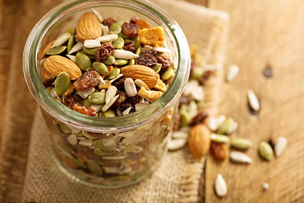 Dried fruit and nuts trail mix — Stock Photo, Image