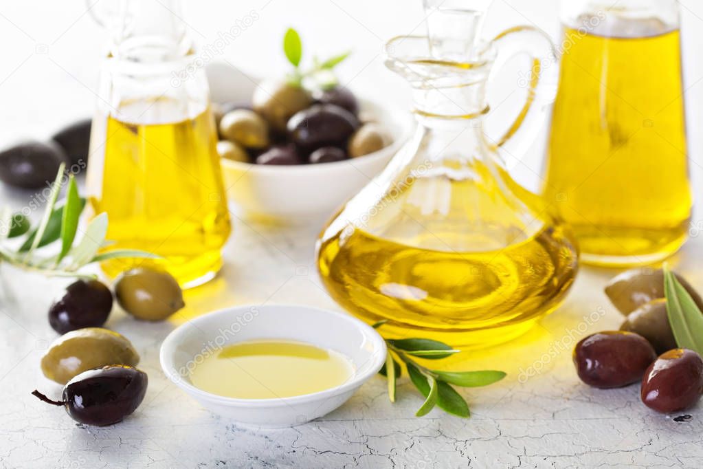 Olive oil in vintage bottles