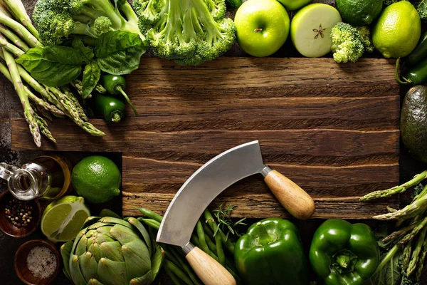 Různé zelené zeleniny a ovoce — Stock fotografie
