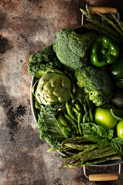 Variedade de legumes e frutas verdes — Fotografia de Stock