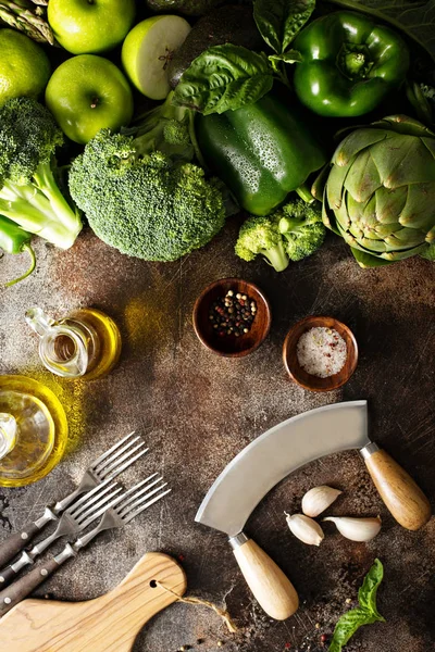 Variety of green vegetables and fruits — Stock Photo, Image