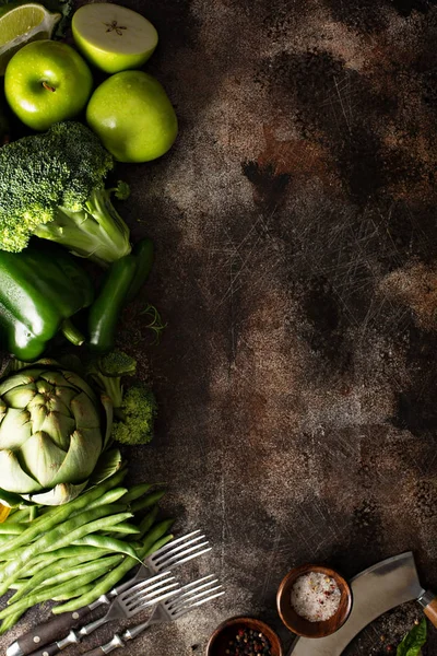 Variedad de verduras y frutas verdes — Foto de Stock