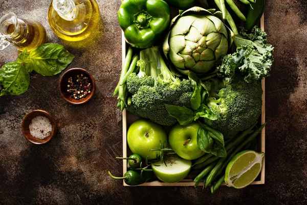 緑の野菜と果物の様々 な — ストック写真