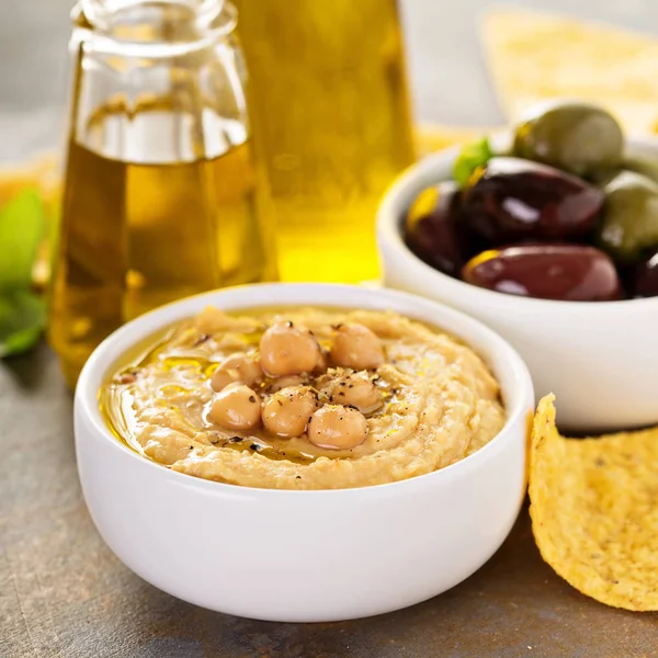 Olive oil homemade hummus