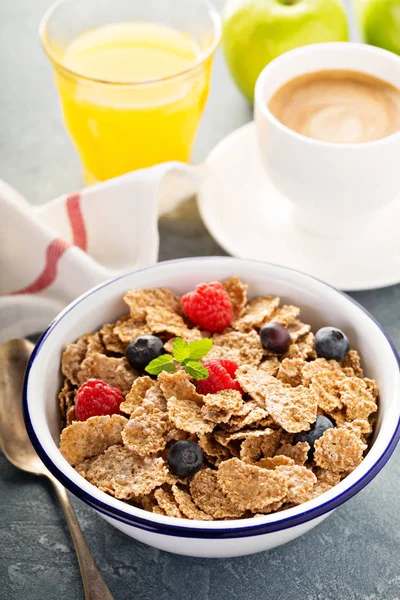 Multigrano cereales saludables con bayas frescas — Foto de Stock