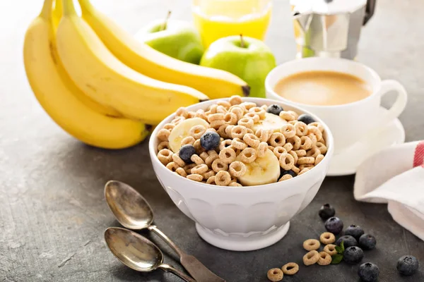 Healthy cold cereal in a white bowl — Stock Photo, Image