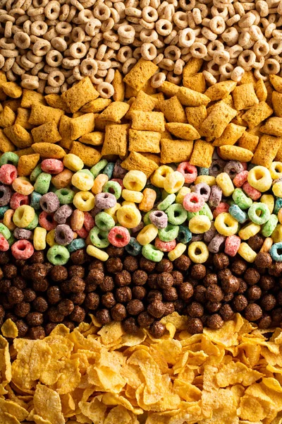 Variety of cold cereals overhead — Stock Photo, Image