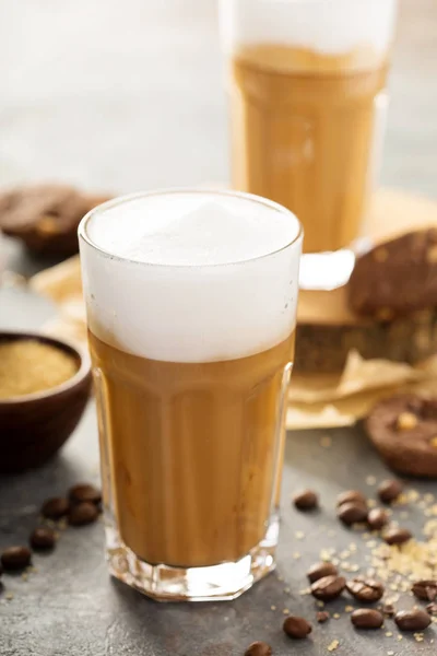 Hot latte with thick foam — Stock Photo, Image