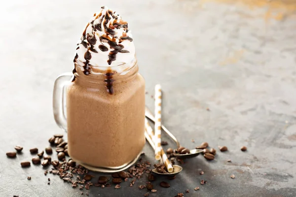 Chocolate frappe coffee with whipped cream — Stock Photo, Image