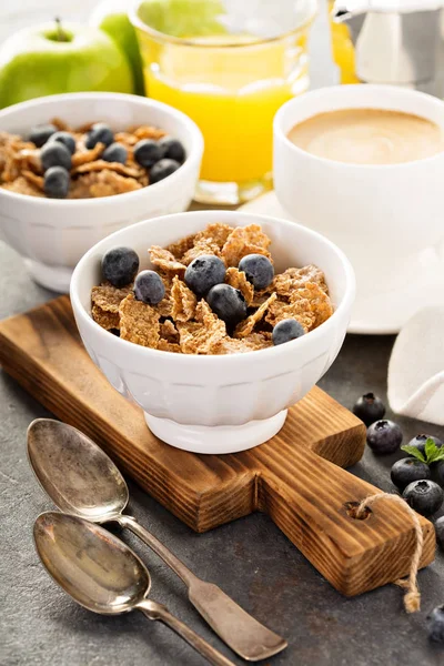 Multigrain healthy cereals with fresh blueberry — Stock Photo, Image