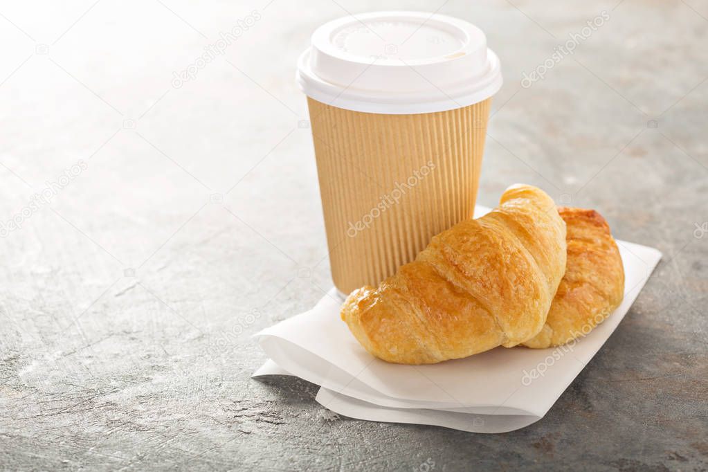 Croissants with coffee to go