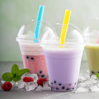 Plastik bardak kabarcık çay çeşitli