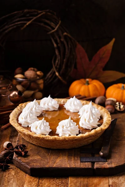 Pumpkin pie with whipped cream — Stock Photo, Image