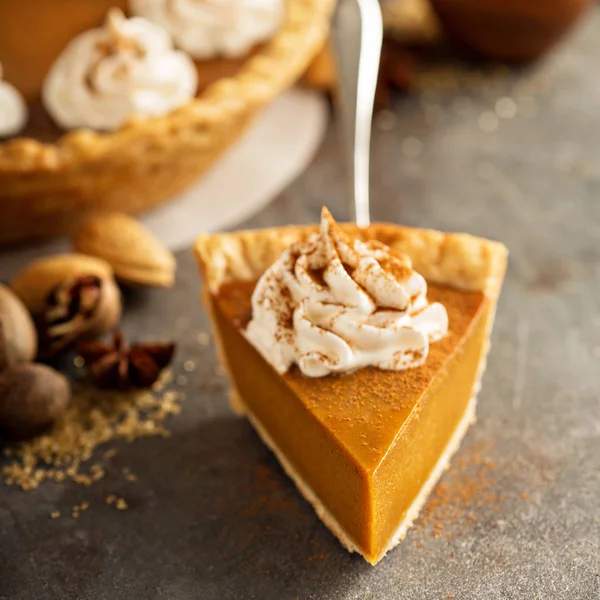 Tarte à la citrouille à la crème fouettée — Photo