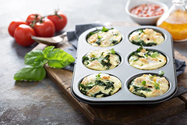 High protein egg muffins with kale — Stock Photo, Image