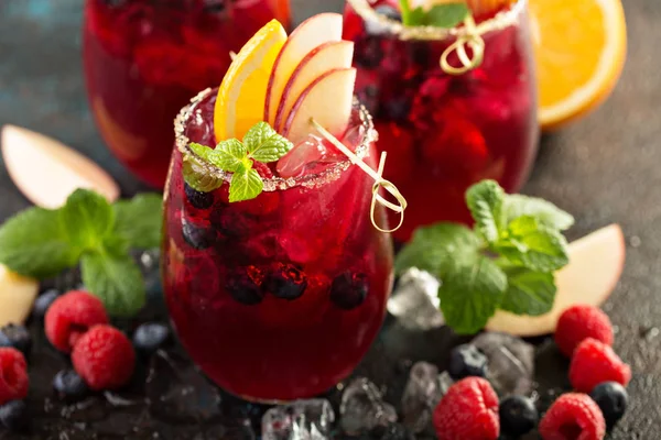 Festive summer berry sangria — Stock Photo, Image