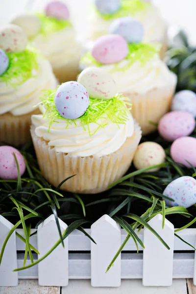 Ostern Vanille Cupcakes mit Frischkäse Zuckerguss — Stockfoto
