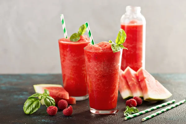 Refreshing cold summer drink watermelon slushie — Stock Photo, Image