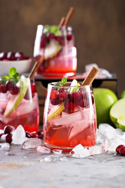 Cocktail frio de inverno com cranberry e maçã — Fotografia de Stock