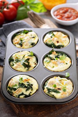 Yüksek protein yumurta muffins kale ile