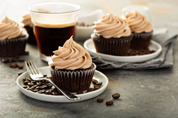 Cupcakes de café expresso de chocolate — Fotografia de Stock