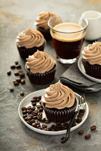 Cupcakes de café expresso de chocolate — Fotografia de Stock