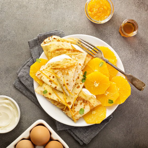 Crepes Suzette con naranjas — Foto de Stock