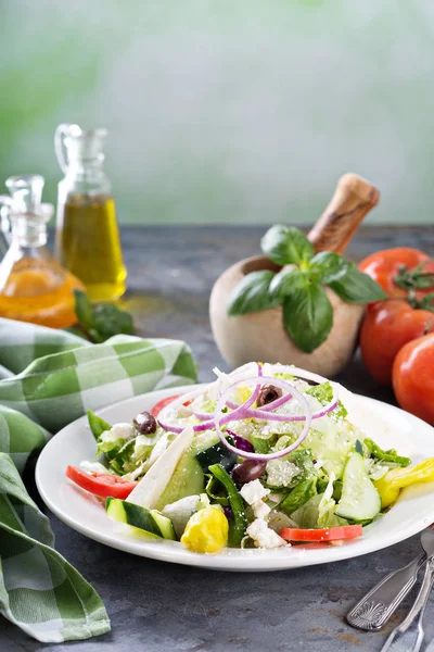Beyaz peynir ile ev salatası — Stok fotoğraf
