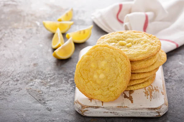 Lemon cookies with white chocolate chips — Stock Photo, Image