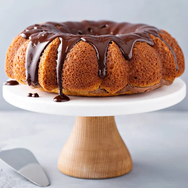 Gâteau lapin à la vanille avec glaçage au chocolat — Photo