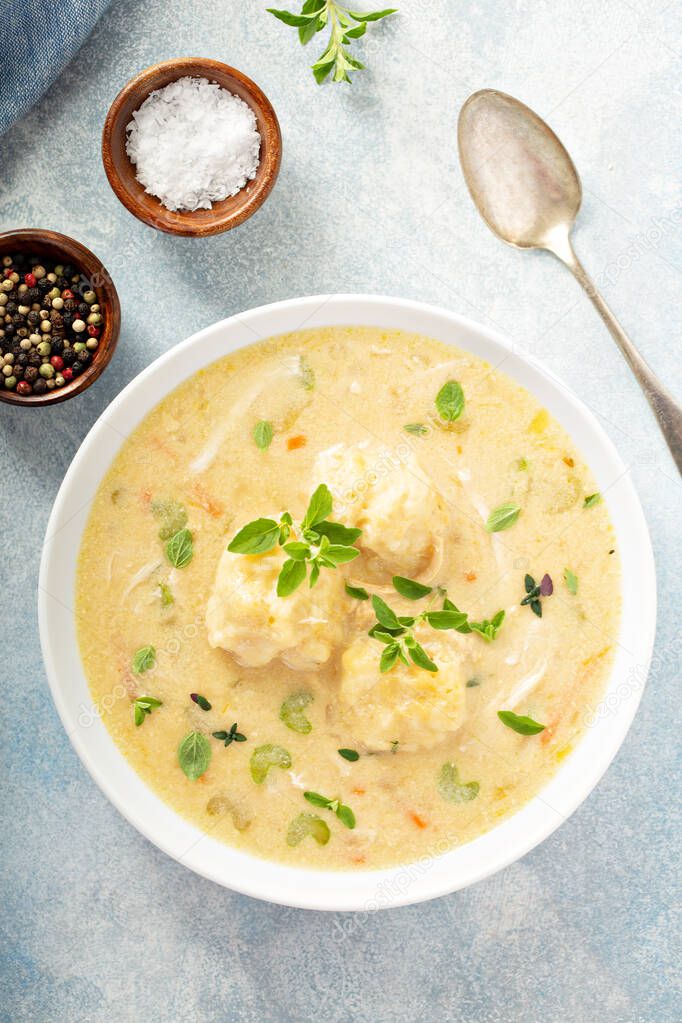 Chicken dumplings soup