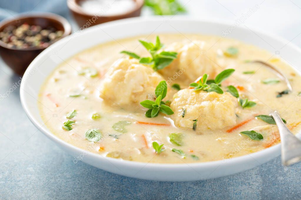 Chicken dumplings soup