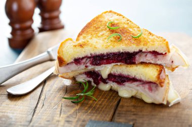 Grilled cheese with turkey and cranberry sauce clipart