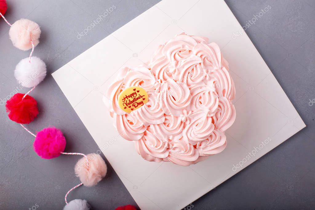 Valentines Day cake with cream roses