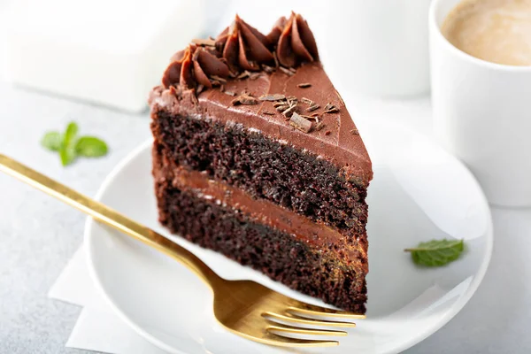 Tort de ciocolată neagră felie — Fotografie, imagine de stoc