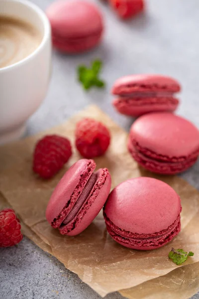 Macarons framboises aux baies fraîches — Photo