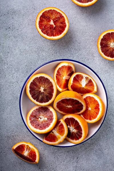 Blood oranges cut into half — Stock Photo, Image