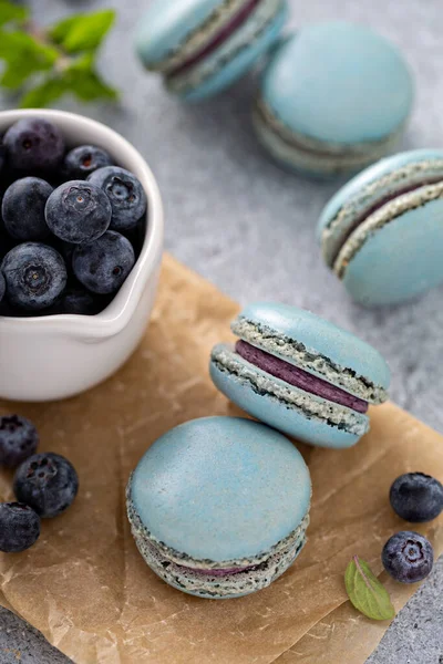 Macarrones de arándanos con bayas frescas — Foto de Stock