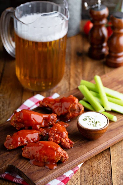 Spicy chicken wings with ranch — Stock Photo, Image