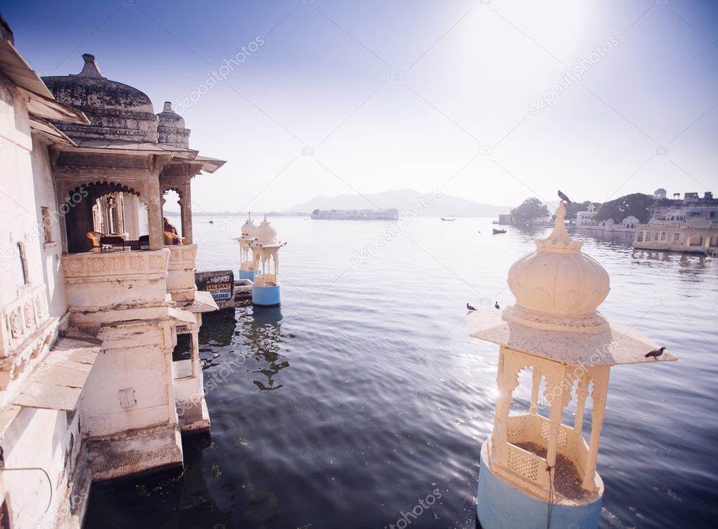 The majestic lake Pichola, travel destination in Rajasthan, Udai