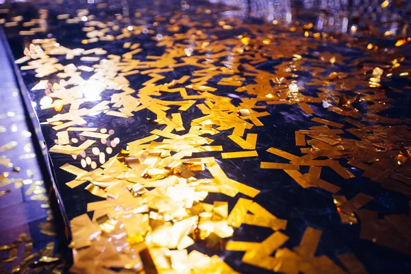 Gouden confetti met sprankelende Glitter - Kerstmis en partij bac — Stockfoto