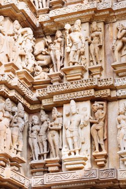 Khajuraho, Hindistan'da ünlü erotik Tapınağı'nda antik kısma.