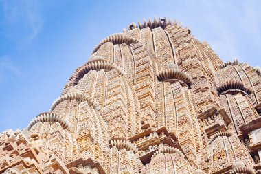 Khajuraho, Hindistan'da ünlü erotik Tapınağı'nda antik kısma.