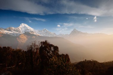 Annapurna alan dağlar Nepal Himalayalar