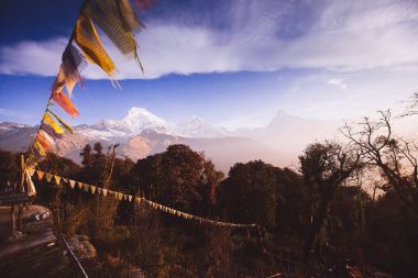 Annapurna alan dağlar Nepal Himalayalar