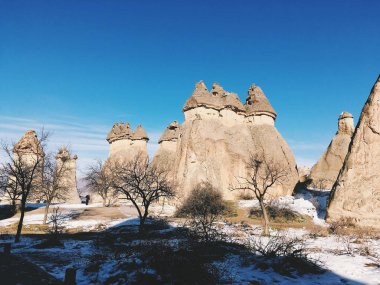 Kış sezonu, Cappadocia nationa Vadisi'nin nefes kesen manzarası