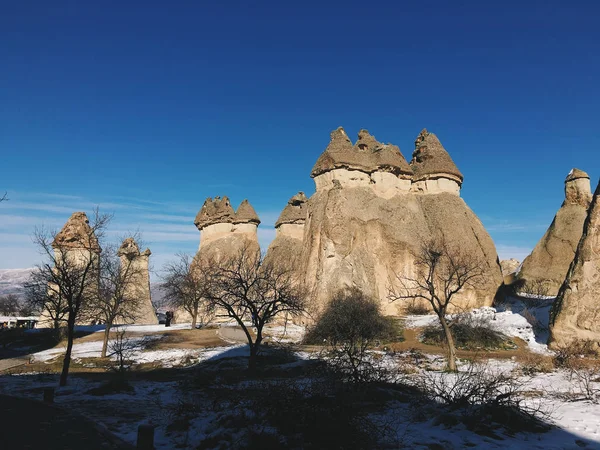 Fantastisk utsikt över dalen i vintersäsongen, Cappadocia snabbversionen — Stockfoto