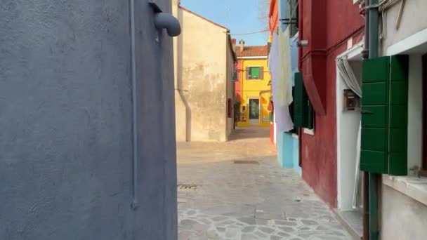 Burano Itália Janeiro 2020 Casas Coloridas Ilha Burano Itália Ilha — Vídeo de Stock