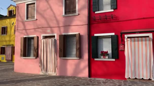 Burano Itália Janeiro 2020 Casas Coloridas Ilha Burano Itália Ilha — Vídeo de Stock