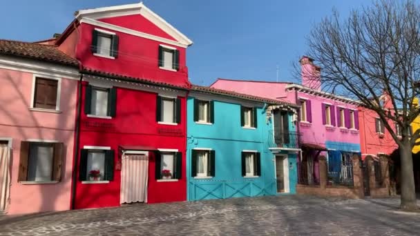 Burano Italien Januar 2020 Bunte Häuser Auf Der Insel Burano — Stockvideo